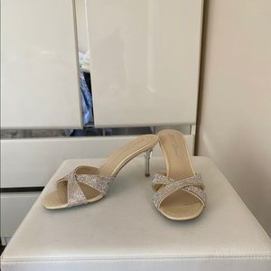 Betsey Johnson clear heel embellished sandal 8.5